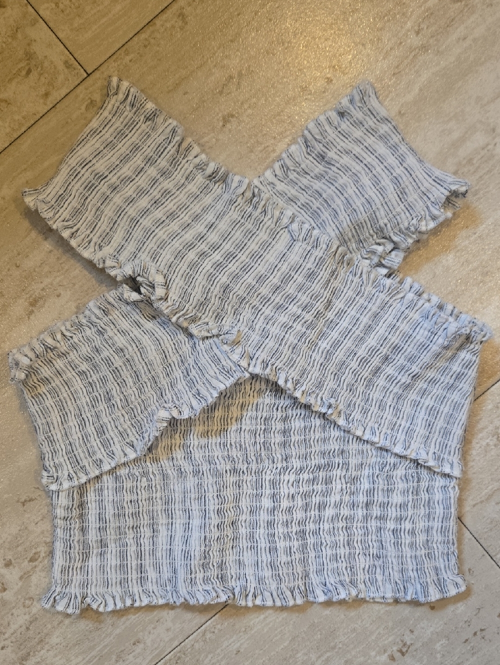 Urban Outfitters Smocked Stretchy Criss-Cross Festival Crop Top